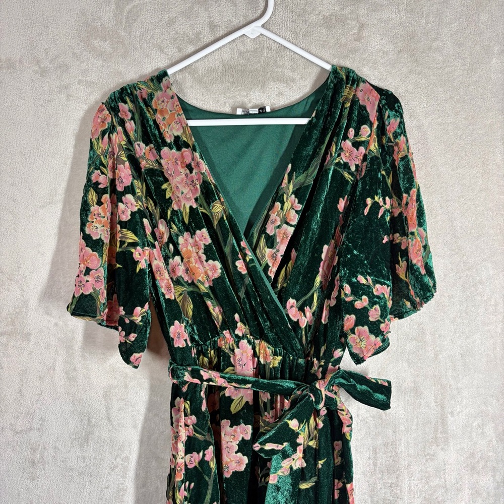 Baltic Born Uma Velvet Maxi Dress Size XXL Emerald Green Floral Romantic Elegant - Picture 3 of 11